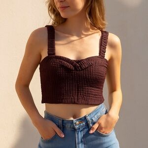 Textured Faux Leather Crop Top S